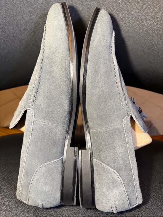 Bar III Light Gray Suede Tassel Loafers with Tan Accents Sz 10 main image 8